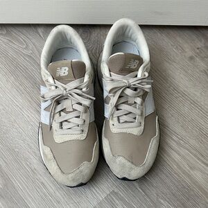 New Balance Taupe and White Athletic Shoes